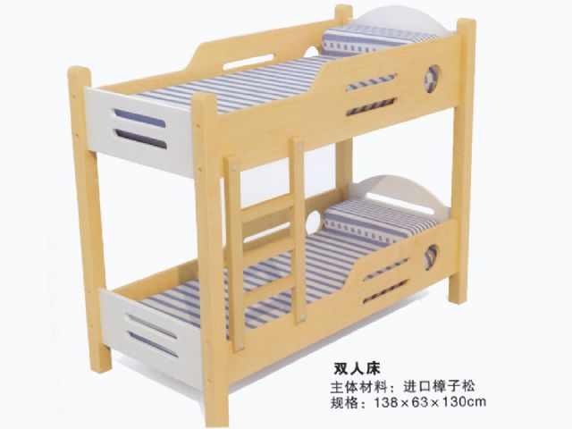幼儿园实木制家具上下双人床樟子松午睡床 HX4301H