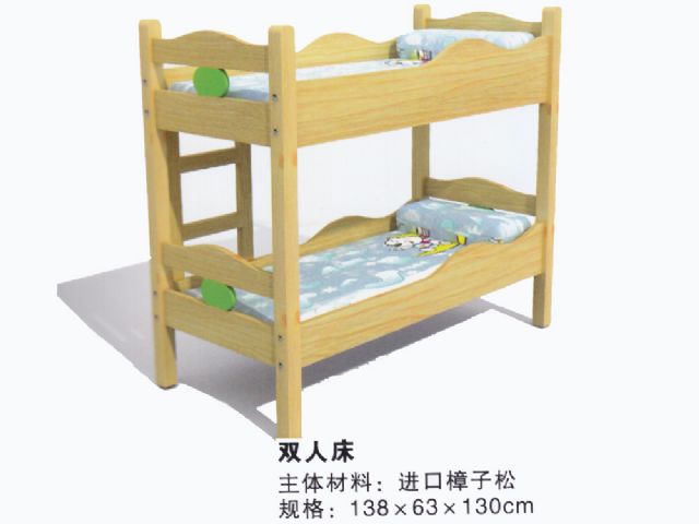 幼儿园实木制樟子松家具双人床午睡床 HX4301I