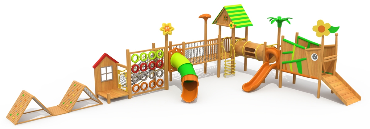 户外大型实木制黄花梨塑料滑滑梯组合